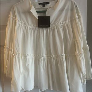 Marc New York Women's Off White Ruffle Blouse